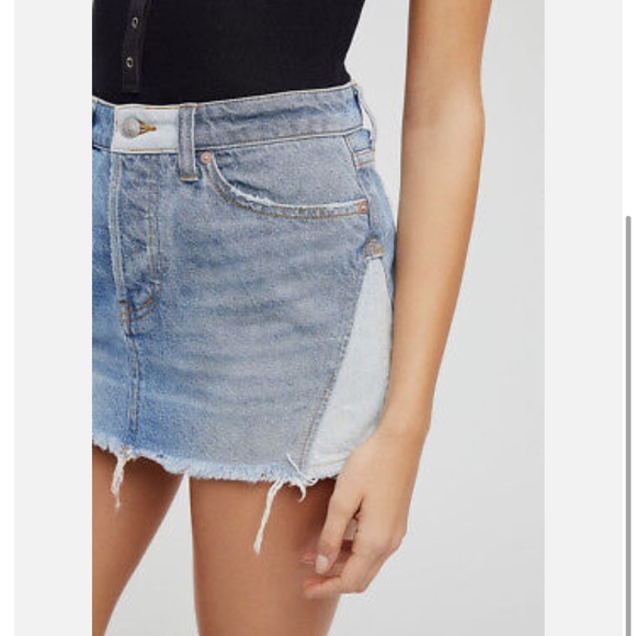 We The Free By Free People Patchwork Mini Denim Skirt - Picture 14 of 14